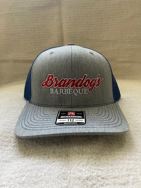 Brandog's Barbeque Richardson 112 Snapback Trucker Cap (Heather Grey & Royal)