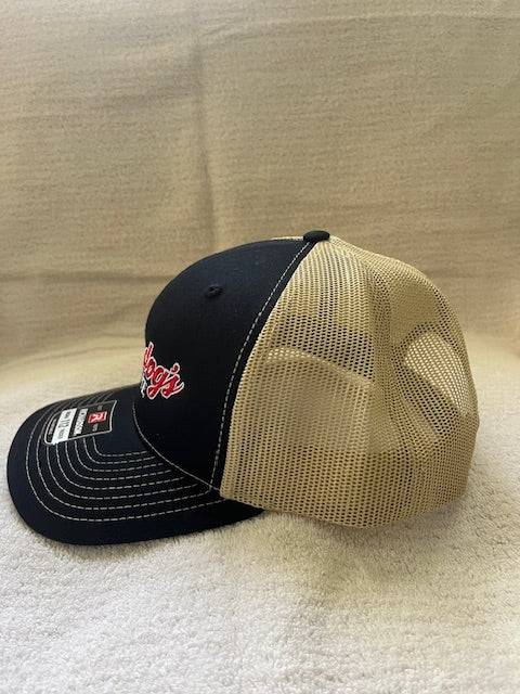 Brandog's Barbeque Richardson 112 Snapback Trucker Cap (Black & Vegas Gold)