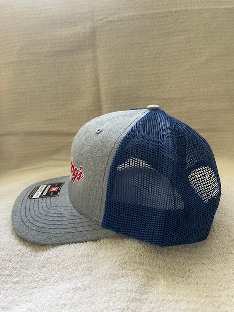 Brandog's Barbeque Richardson 112 Snapback Trucker Cap (Heather Grey & Royal)
