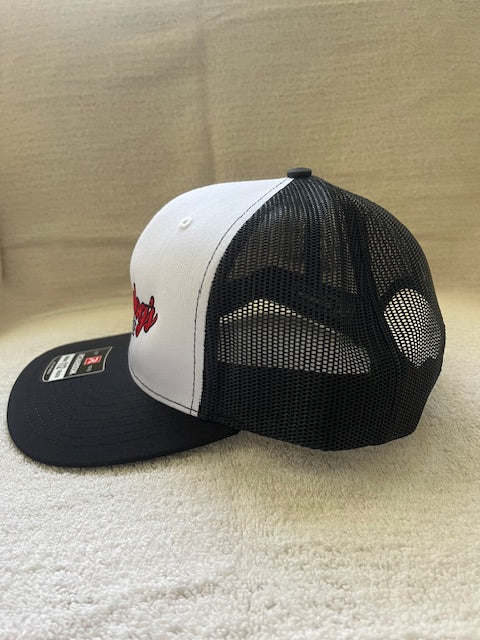 Brandog's Barbeque Richardson 112 Snapback Trucker Cap (White & Black)