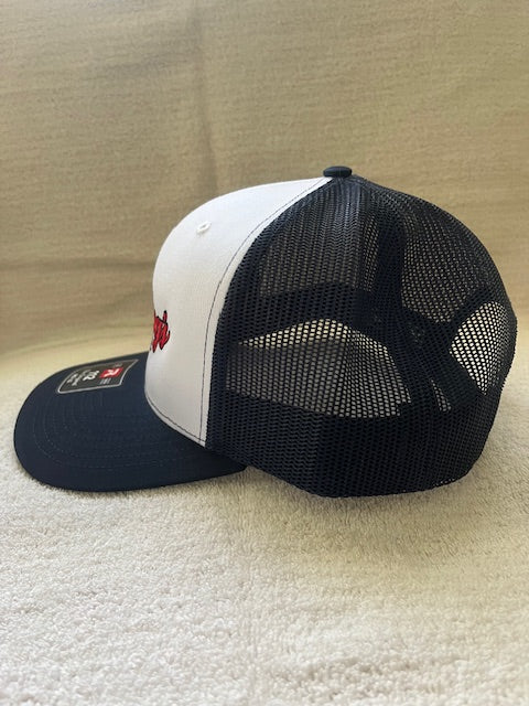 Brandog's Barbeque Richardson 112 Snapback Trucker Cap (White & Navy)