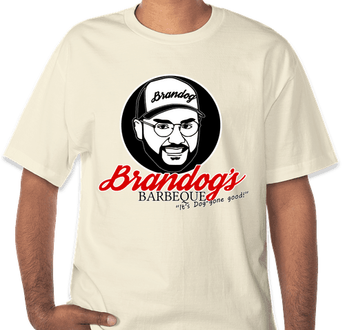 Brandog's Barbeque Crewneck T-Shirt "The Dog" Natural (Hanes Beefy-T)